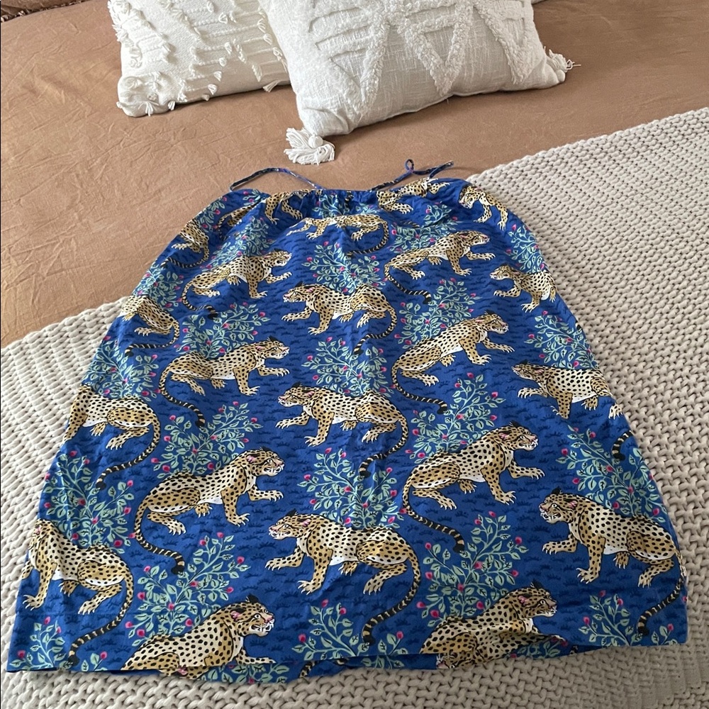 PRINTFRESH Cami Nightgown Cotton Blue Bagheera Leopard Print Nightgown-M.